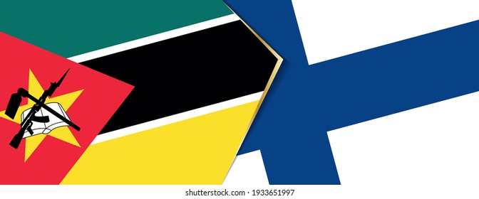 Mozambique and Finland flags, two vector flags symbol of relationship or confrontation.