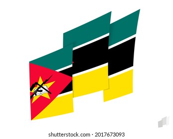 Mozambique flag in an abstract ripped design. Modern design of the Mozambique flag. Vector icon.