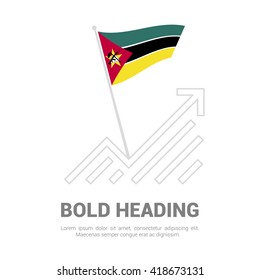 Mozambique Flag with analytics graph up, Bold heading and place for text template