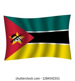 Mozambique flag background with cloth texture. Mozambique Flag vector illustration eps10. - Vector