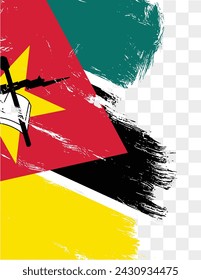 Mozambique flag with brush paint textured isolated  on png or transparent background. vector illustration