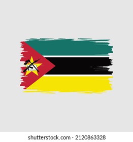 Mozambique flag with brush stroke background