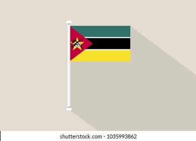 Mozambique flag with flagpole,vector illustration