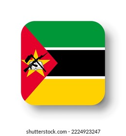 Mozambique flag - flat vector square with rounded corners and dropped shadow.
