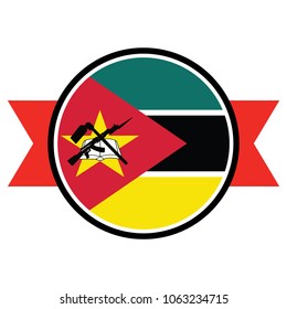 Mozambique flag in glossy round button of icon. flag logo of Mozambique emblem isolated on white background, Mozambique national concept sign, Vector illustration.