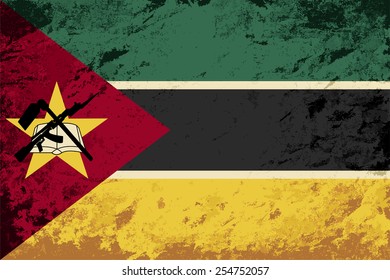 Mozambique flag. Grunge background. Vector illustration