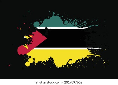 Bandera De Mozambique Con Diseño De Efecto Grunge. Se utilizará para los gráficos de camisetas, la impresión, el afiche y el fondo.