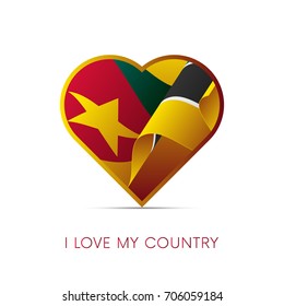 Mozambique flag in heart. I love my country. sign. Vector illustration.