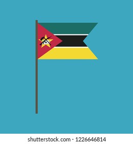 Mozambique flag icon in flat design. Independence day or National day holiday concept.