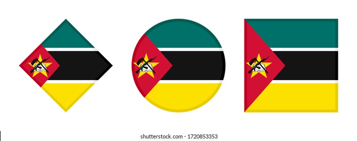 mozambique flag icon set, islated on white background