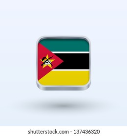Mozambique flag icon square form on gray background. Vector illustration.