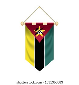 The Mozambique flag isolated on the white background.