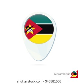 Mozambique flag location map pin icon on white background. Vector Illustration.