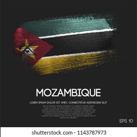 Mozambique Flag Made of Glitter Sparkle Brush Paint Vector