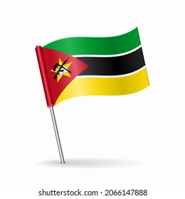 Mozambique flag map pointer layout. Vector illustration.