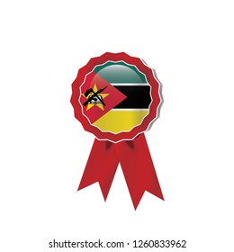 Mozambique flag medal vector design.  Realistic 3D red color
