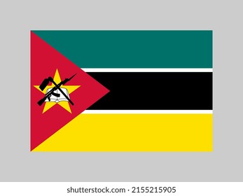 Mozambique flag, official colors and proportion. Vector illustration.