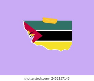 Textura de papel de la bandera de Mozambique, elemento de una sola pieza, diseño de Vector, bandera de Mozambique pegada en la pared, decoración o idea de celebración