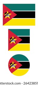 
Mozambique flag PNG vector. Mozambique square and round icon isolated on transparent PNG background. Mozambique flag icon.

