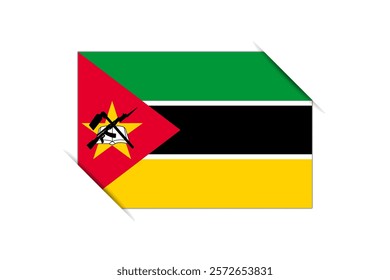 Mozambique flag - rectangle colorful flag representing a country cultural identity and heritage. The essence of national pride and unity. Attached by the corners in a paper album