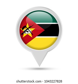 Mozambique Flag Round Pin Vector Icon - Illustration
