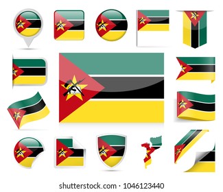 Mozambique Flag Set - Vector Illustration