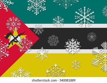 mozambique flag with snowflakes