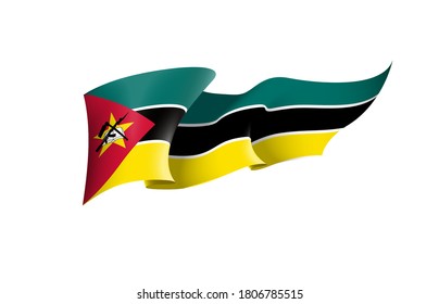 Mozambique flag state symbol isolated on background national banner. Greeting card National Independence Day of the Republic of Mozambique. Banner with realistic state flag.