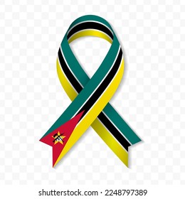 Mozambique flag stripe ribbon vector illustration on a transparent background vector image (PNG).