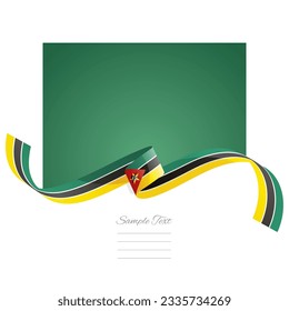 Mozambique flag vector. World flags and ribbons. Mozambican flag ribbon on abstract color background