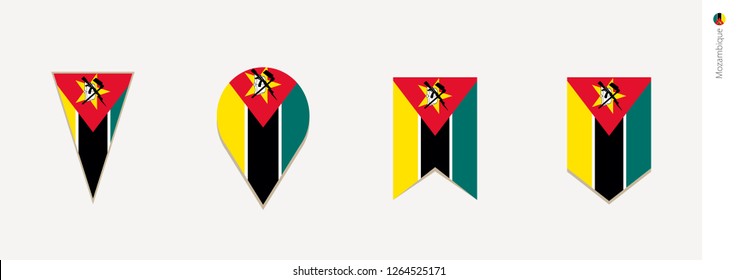 Mozambique flag in vertical design, vector illustration.