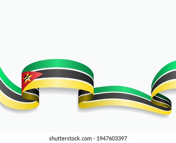 Mozambique flag wavy abstract background. Vector illustration.
