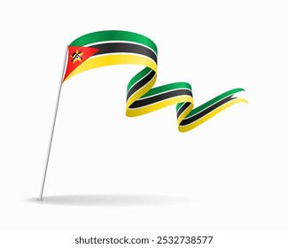 Diseño de fondo ondulado de la bandera de Mozambique. Ilustración vectorial.