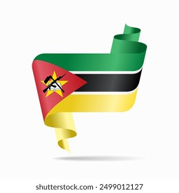 Mozambique flag wavy ribbon background. Vector illustration.