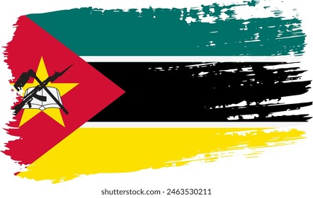 Mozambique flag, wide brush stroke on transparent background, vector.