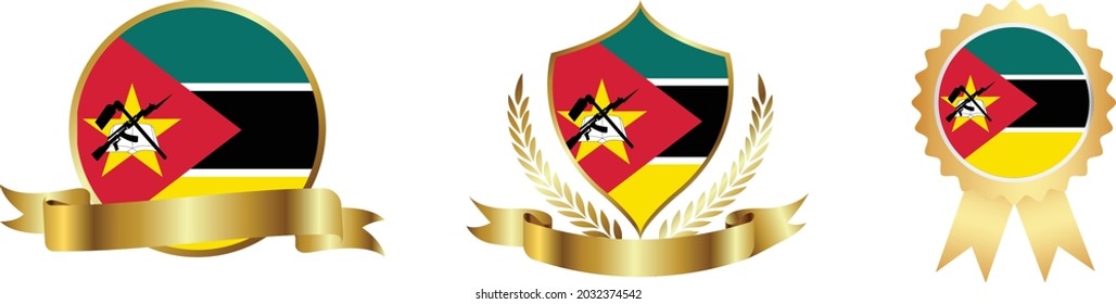 Mozambique flags. Symbols of countries map
