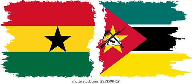 Mozambique and Ghana grunge flags connection, vector