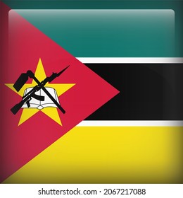 Mozambique Glossy 3D Square Country Flag Icon