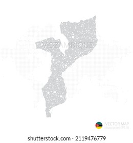 Mozambique grey map isolated on white background with abstract mesh line and point scales. Vector illustration eps 10