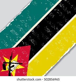 Mozambique grunge flag diagonal background. Vector illustration.