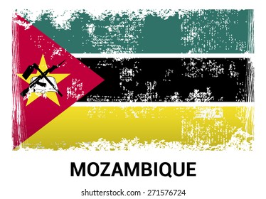 Mozambique grunge flag isolated vector in official colors and Proportion Correctly. country's name label in bottom