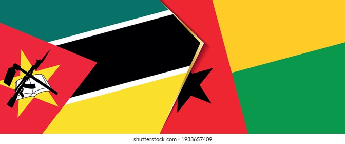 Mozambique and Guinea-Bissau flags, two vector flags symbol of relationship or confrontation.