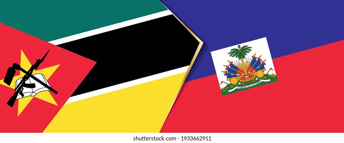Mozambique and Haiti flags, two vector flags symbol of relationship or confrontation.