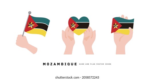  [Mozambique] Hand and national flag icon vector illustration