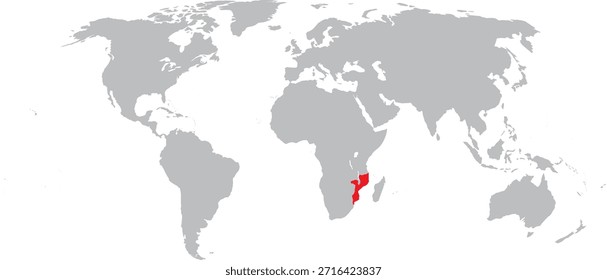 Mozambique destacado en el diseño del Vector del mapa mundial