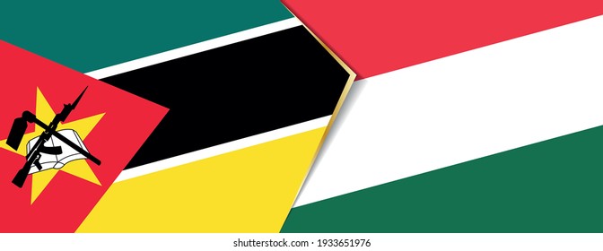 Mozambique and Hungary flags, two vector flags symbol of relationship or confrontation.