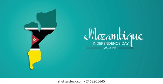 Afiche del Vector del mapa de la independencia de Mozambique 25 de junio