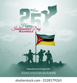 Mozambique Independence Day greeting card design for social media post