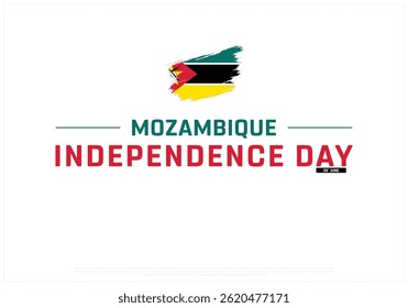 MOZAMBIQUE Independence Day on a white background with brush flag, Vector design of Independence Day of MOZAMBIQUE, Typographic Design of MOZAMBIQUE National Day, Flag typography of MOZAMBIQUE