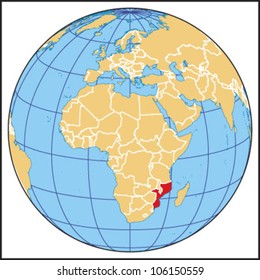 Mapa de ubicación de Mozambique
